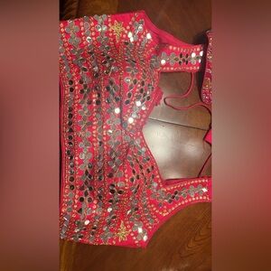 Pink Embellished Mirror Work Blouse